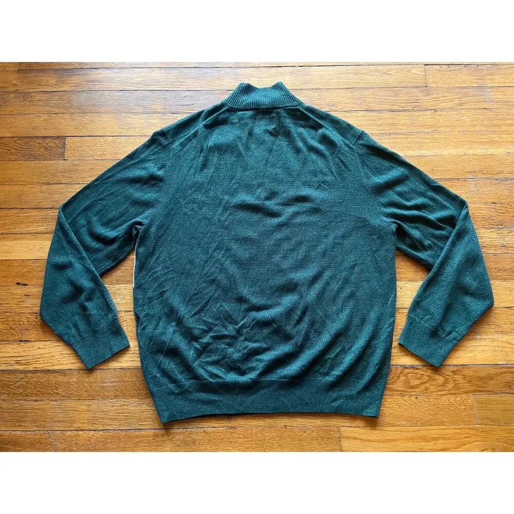 DOCKERS Green/Gray Argyle 1/4 Zip Sweater Mens sz XL